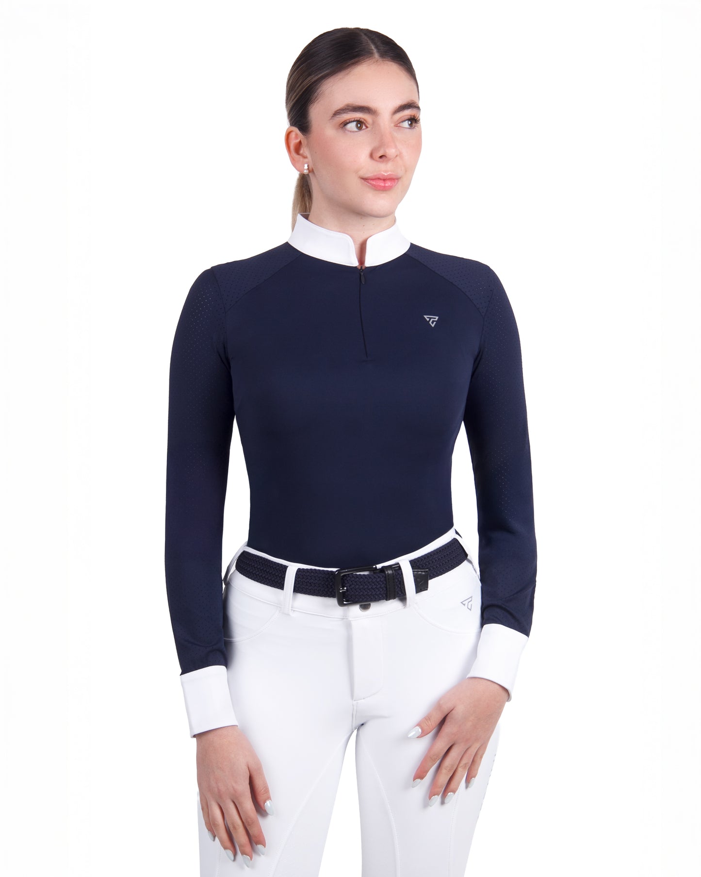 Women Mesh Zipper Long Sleeve Shirt
