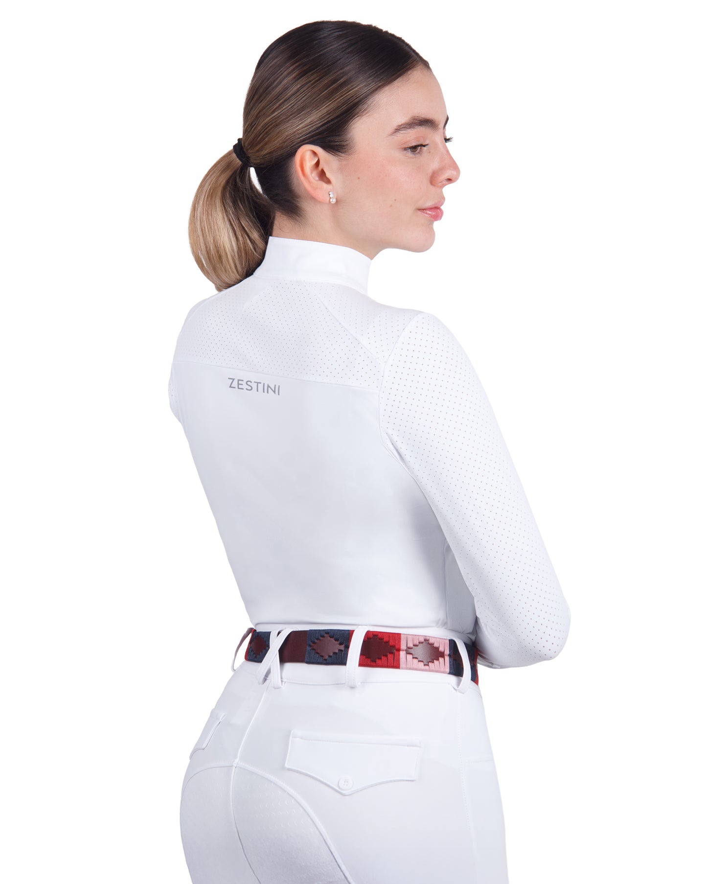 Women Mesh Zipper Long Sleeve Shirt