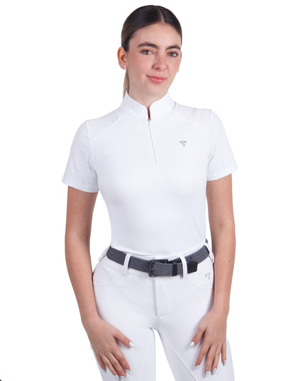 Women Mesh Zipper Short Sleeve