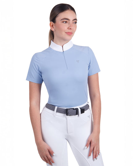 Women Mesh Zipper Short Sleeve