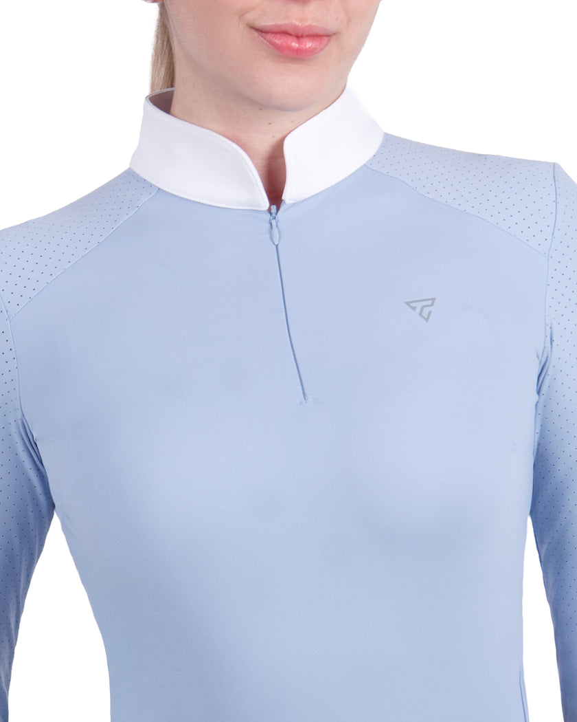 Women Mesh Zipper Long Sleeve Shirt