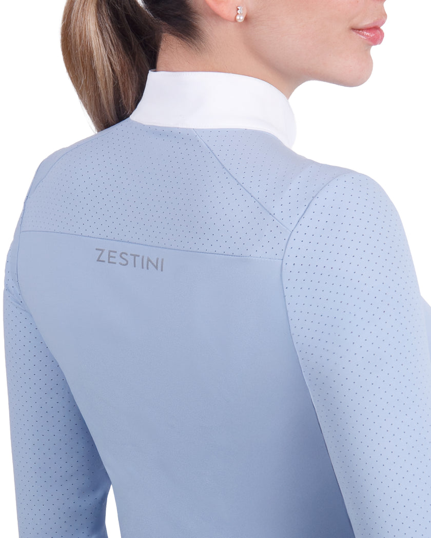 Women Mesh Zipper Long Sleeve Shirt