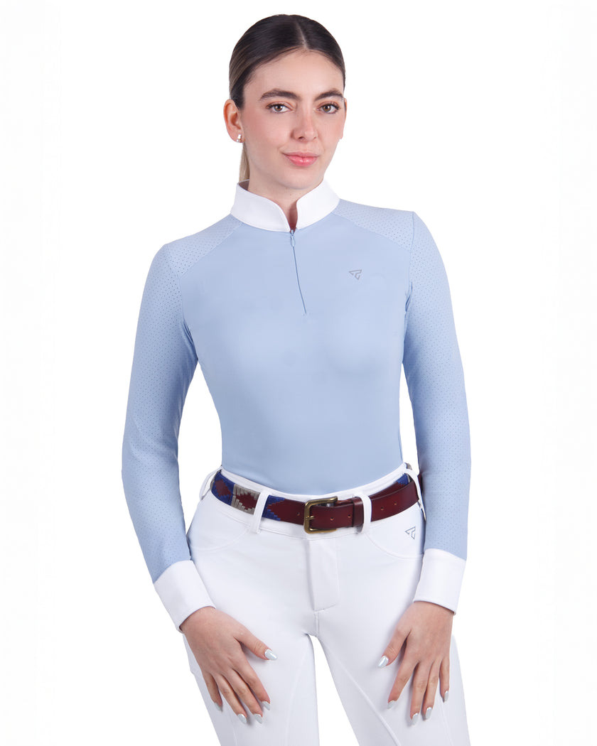 Women Mesh Zipper Long Sleeve Shirt