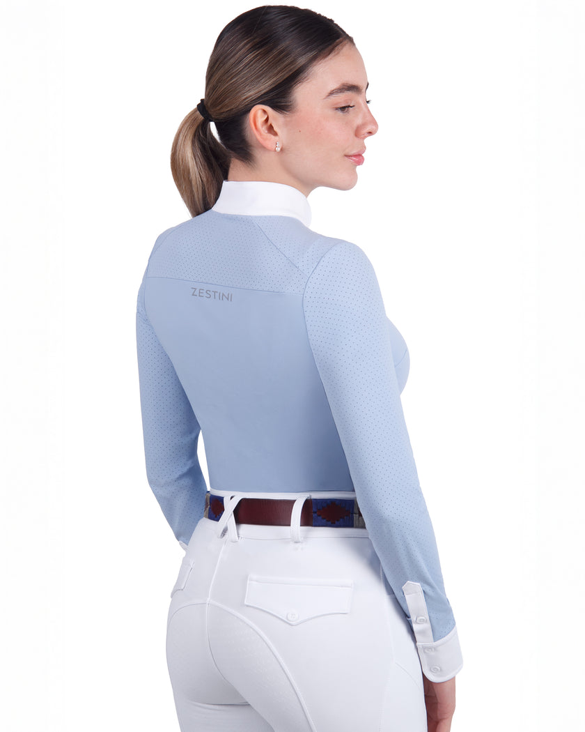 Women Mesh Zipper Long Sleeve Shirt