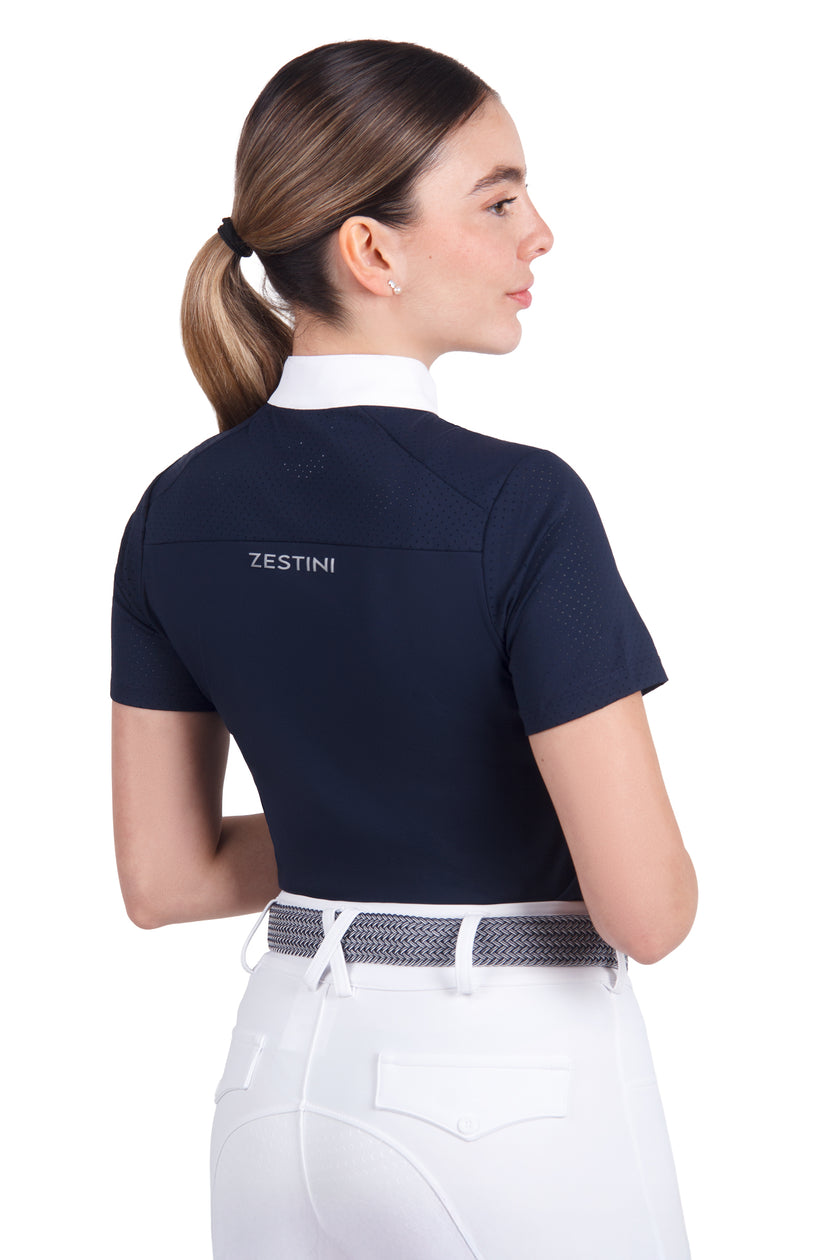 Women Mesh Zipper Short Sleeve