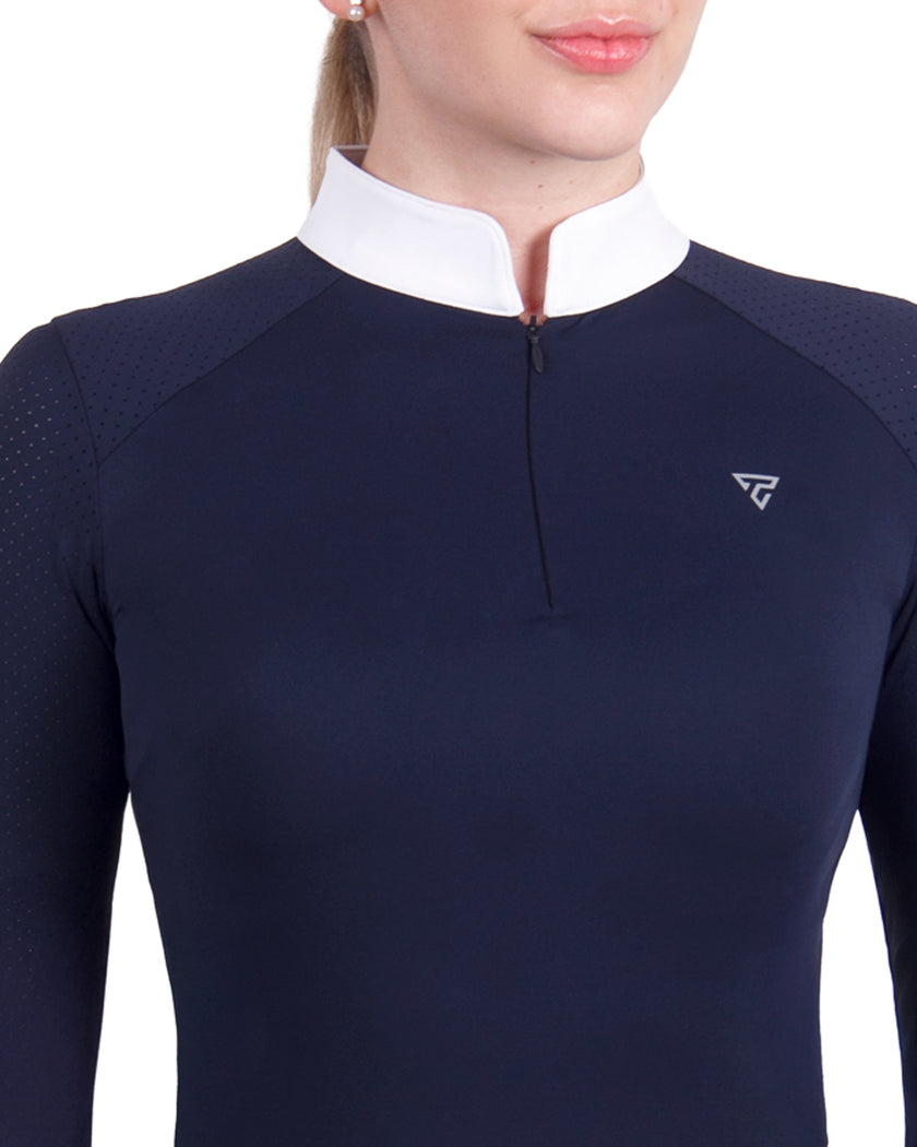 Women Mesh Zipper Long Sleeve Shirt