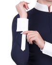 Camisa de manga larga con cremallera de malla para mujer
