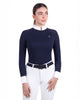 Camisa de manga larga con cremallera de malla para mujer