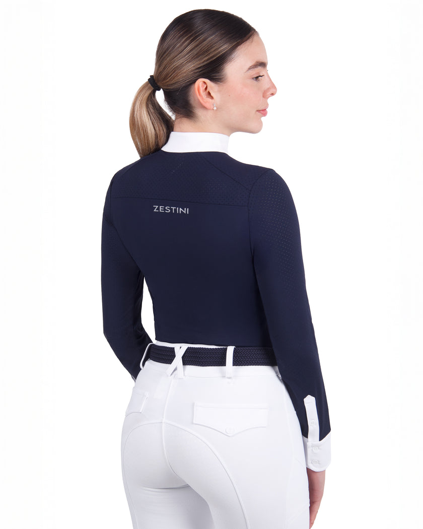 Women Mesh Zipper Long Sleeve Shirt