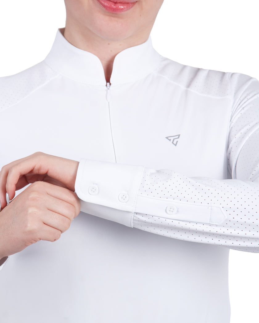 Women Mesh Zipper Long Sleeve Shirt