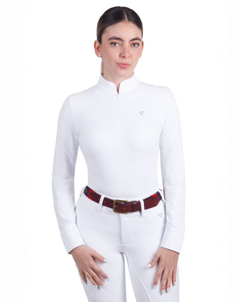 Women Mesh Zipper Long Sleeve Shirt