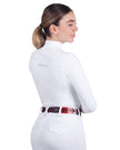 Camisa de manga larga con cremallera de malla para mujer
