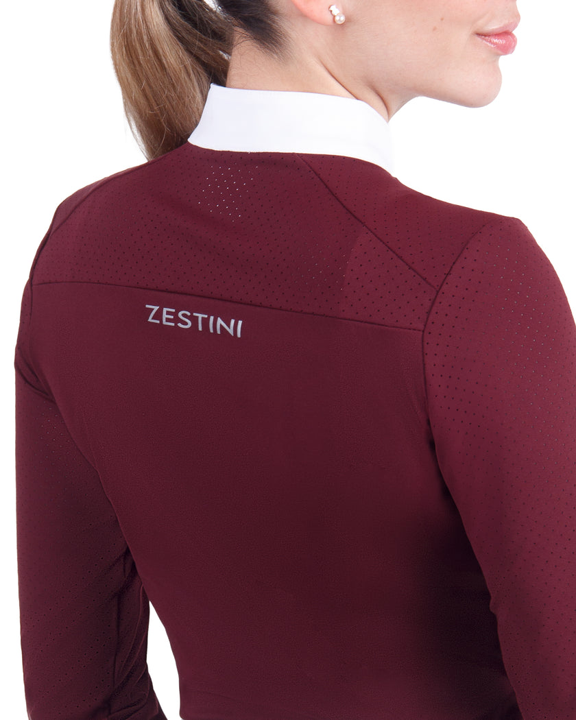 Women Mesh Zipper Long Sleeve Shirt