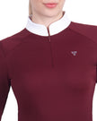 Camisa de manga larga con cremallera de malla para mujer