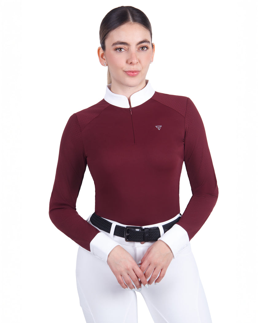 Women Mesh Zipper Long Sleeve Shirt