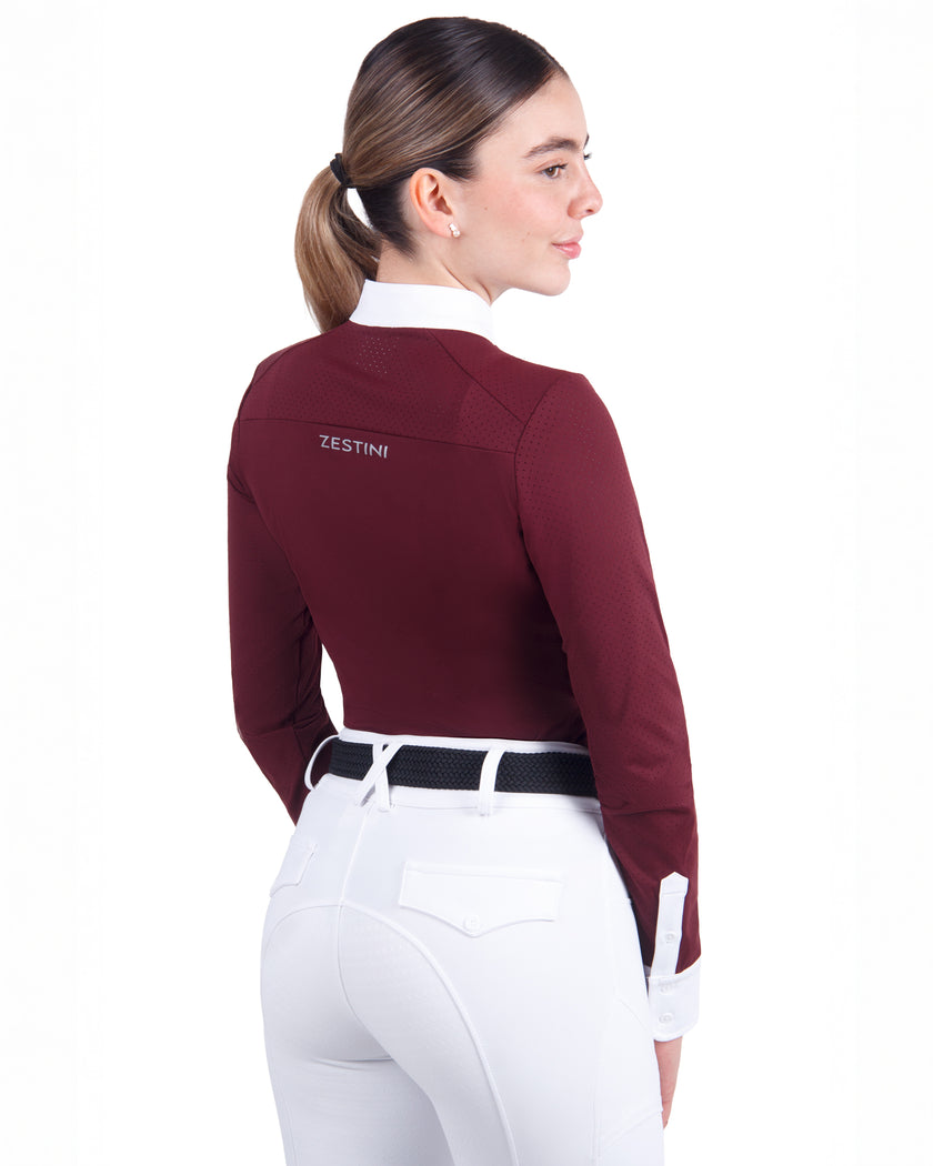 Women Mesh Zipper Long Sleeve Shirt