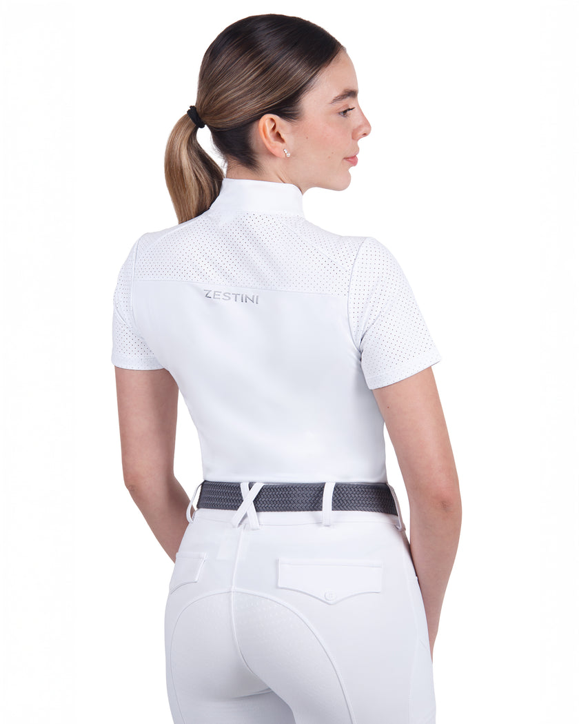 Women Mesh Zipper Short Sleeve