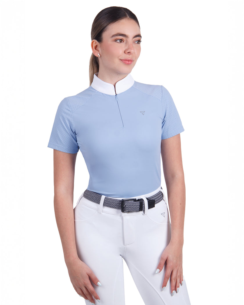 Women Mesh Zipper Short Sleeve