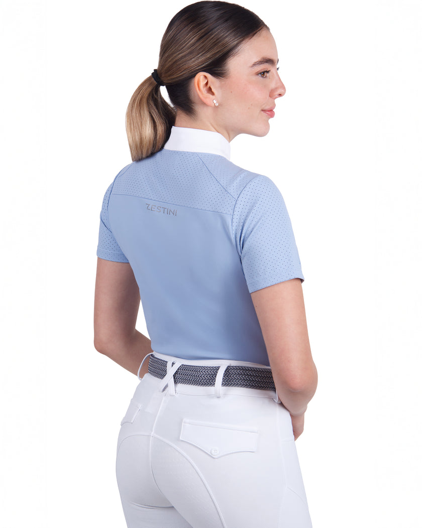 Women Mesh Zipper Short Sleeve