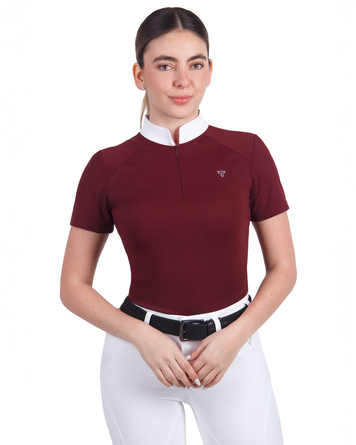 Camiseta de manga corta con cremallera de malla para mujer