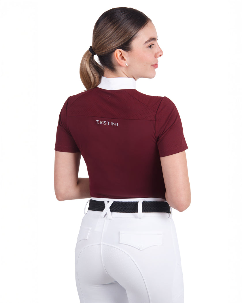 Women Mesh Zipper Short Sleeve